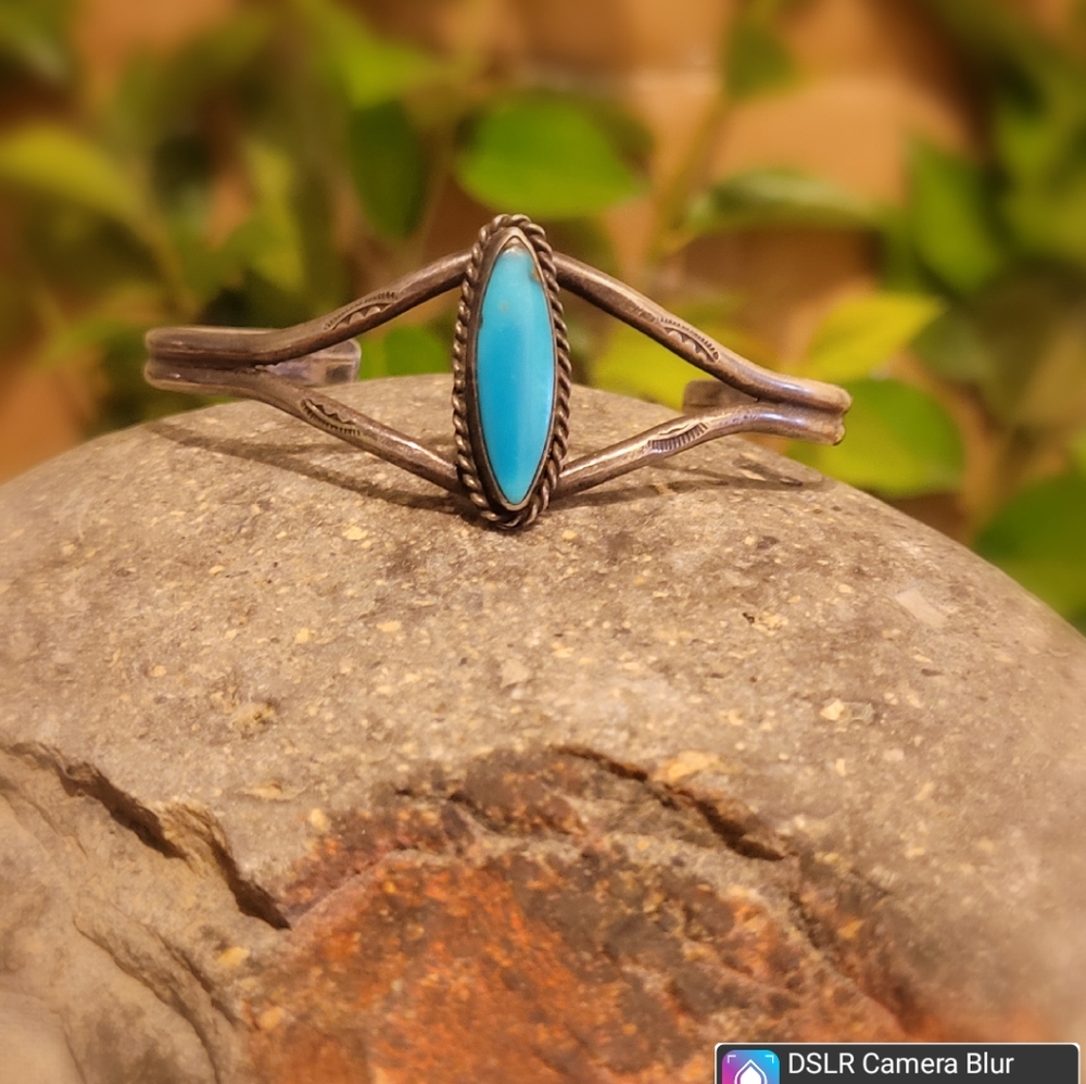 Handmade Dainty Turquoise Silver Bracelet